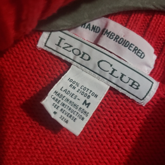 IZOD Club Vintage Cardigan Hand Embroidered Medium - Picture 5 of 8